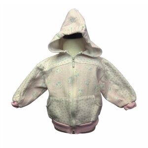 Y2K 2000s Cuddle Bear baby girls 24/M pink zip up hoodie vintage